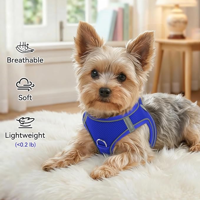 Joytale Step-in Dog Harness, Soft Breathable Mesh, Navy Blue L | Adjustable Fit for Small Dogs, Easy Step-in with Secure Fastener, Even Chest Pressure, Reflective For Night Safety, Washable - Image 4