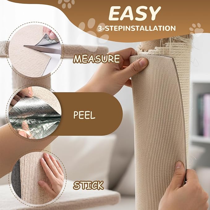 2 Pack 78Inch Cat Scratch Mat for Couch, Trimmable Cat Carpet Self-Adhesive. Durable Cat Scratching Mat, Leather Couch Cat Scratch Protector and DIY Climb Furniture Protector from Cat Claws. - Image 6