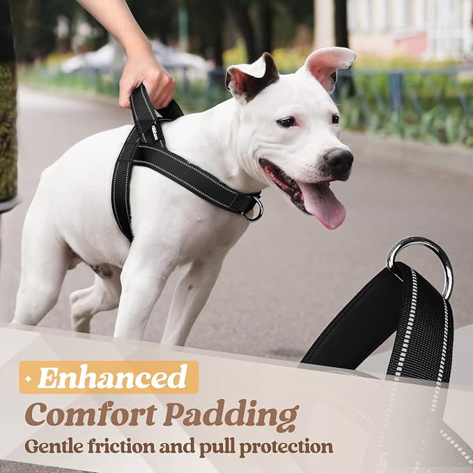 rabbitgoo Dog Harness No Pull, Quick Fit for Medium Sized Dog, Reflective | Chest Adjustable Pet Vest with Soft Padded Handle, No Choke Escape Proof for Walking Training, Black M - Image 6
