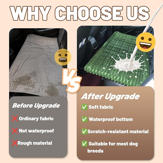 Dog Car Seat Waterproof Bed Cover Back Seat Dark Green 23.6”x51” | Nonslip Soft Comfortabl Pet Bed Mat Car Blanket for Travel Backseat Extender Seat Covers Dog Bed for Cars Trucks and SUVs - Image 2