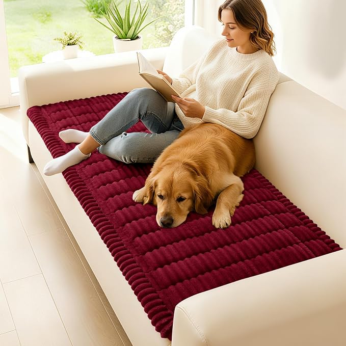 hyha Couch Cover for Dogs, Washable Non Slip Plush Flannel Sofa Protector | Thick Flannel, Anti-Slip Backing, Pet Hair & Scratch Protection, Fits Sofa & Loveseat (27.6" x 47") - Image 2
