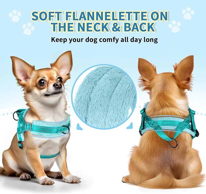 SlowTon No Pull Small Dog Harness and Leash Set with Front Clip | Soft Padded, Neck & Chest Adjustable, Lightweight, Anti-Twist, Puppy Vest Harness Pet Lead Combo for Small Medium Dog, TL XXS - Image 2