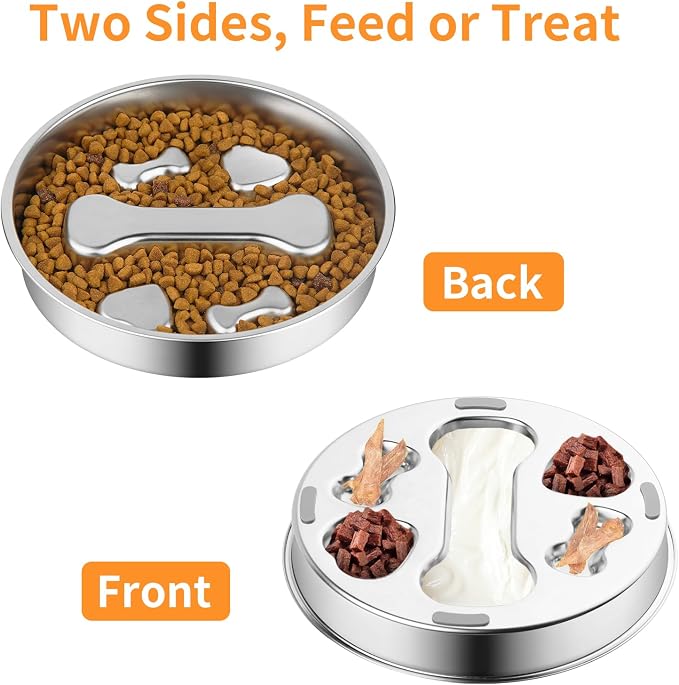 Novery Non-Slip Stainless Steel Slow Feeder Dog Bowl, 2-Cups | Interactive Slow Feeding Puzzle Maze, Prevents Choking & Bloating, Non-Slip Bottom, For Medium Dogs & Cats - Image 5