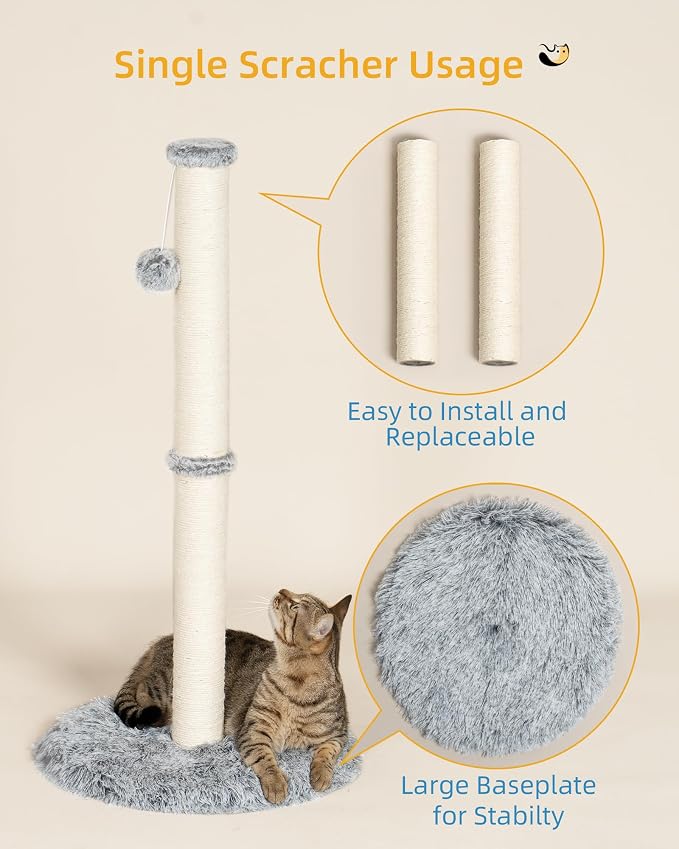 Aechonow 3-in-1 Cat Tunnel Bed, 34'' Cat Scratching Post for Indoor Cats | Fluffy Peekaboo Donut Hideout Toy for Pets, Rabbit, Ferret - Image 4