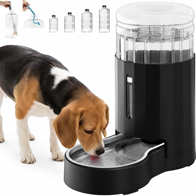 CZPET Dog Water Bowl Dispenser 7L, Wider Mouth Gravity Refilling (Black) | CZPET Dog Water Bowl Dispenser 7L, Wider Mouth Gravity Refilling (Black) by CZPET