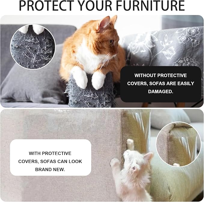 Cat Scratch Furniture Protector,107x 11.8Inch Self Adhesive Anti-Scratch Flexible Sticky Corner Guard for Cat Scratching Protection, Pet Furniture Protector for Sofa, Door, Wall - Image 3