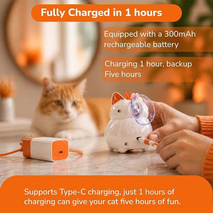 Indira Interactive Cat Toy – Automatic Moving Cat Toy with Birds & Ball, Cat Toys for Bored Indoor Adult Cats, Stimulating Cat Toys, Cat Interactive Toys for Indoor Cats Rechargeable - Image 5