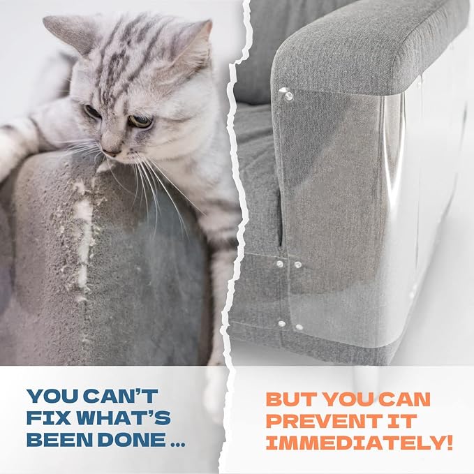 Cat Scratch Furniture Protector - Couch and Sofa Guards - 8 XL Sheets with 64 Pins (8 XL Sheets and 64 Pins) - Image 2