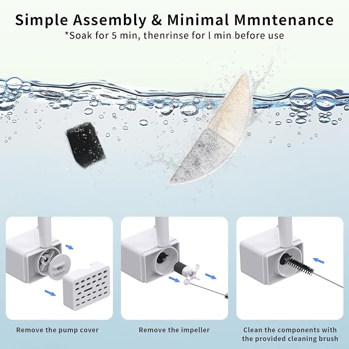 Filters for Cat Water Fountain Cordless, 4 Months Set of Replacement Filters for Ultra Quiet Pet Water Fountain,White 8 Count (Pack of 1) - Image 5