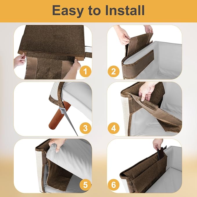 Upgraded Cat Scratch Furniture Protector,Cat Scratch Sofa Arm Sheild with 27.6’‘L*19.6’‘W Natural Sisal and Scratch Ball for Protecting Couch Sofa Chair Furniture (Brown/Right Handed) - Image 5