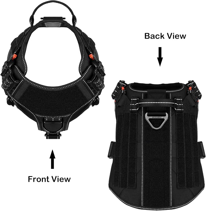 ICEFANG Tactical Dog Harness,for X-Large Dogs,Reflective No Pull Dog Vest | with Control Handle, Adjustable,Front Hook,2 Leash Clips,No Choke,Soft Padded,MOLLE Panel,Black,X-Large - Image 3