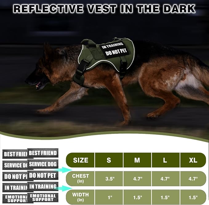WINSEE Service Dog in Training Mesh Harness with 10 Removale Pet Patches | Breathable material, adjustable straps, reflective trim, lightweight but durable, great for training, walks, and outings - Image 7