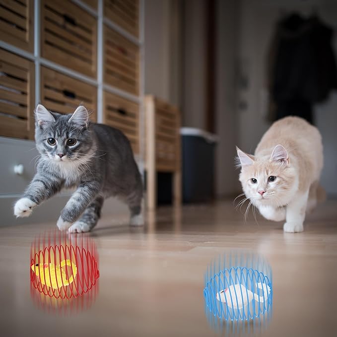 Jecery 5 Pcs Cat Toys Spring,Mouse,Multicolor | Interactive Metal Cat Toy, Stretchable Rolling Ball, for Indoor Cats, Colorful Playful Coils, Kitten Pet Supplies - Image 5