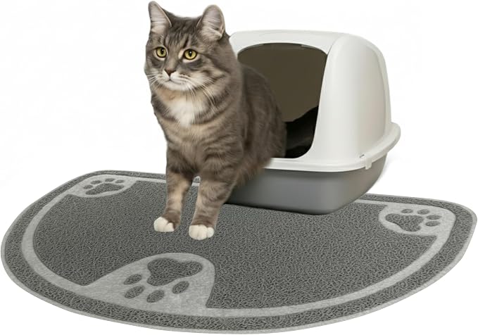 Evelots Small Cat Litter Trap Mat, Waterproof, Non-Slip, Washable, Gray | Soft absorbent mat traps litter and mess, protects floors from urine and moisture, stays in place and is machine washable. by Evelots