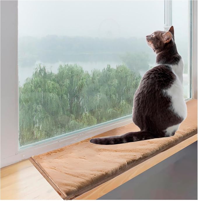 Soft Cat Dog Window Sill Pad Perch, Fluffy Windowsill Dog Mat Pillow Seat Bed, Cat Pet Cushion for Window Sill Mat (Coffee, 16"x24") - Image 3