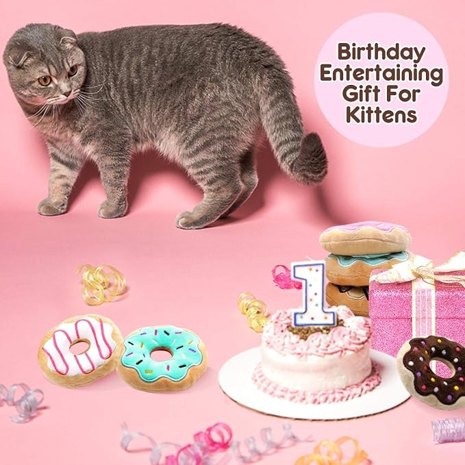 CiyvoLyeen Plush Donut Catnip Toys for Indoor Cats 6 Pack | Donut Cat Chew Toys, Boredom Relief, Interactive Play, Soft Durable Plush with Catnip, Funny Gift for Cat Lovers & Kitten - Image 6