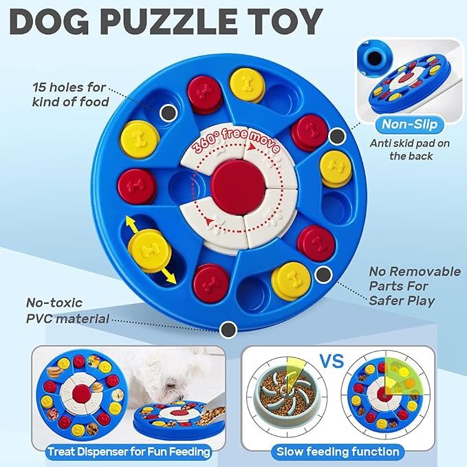 Joansan Dog Puzzle Toy, Interactive Dog Game, Mentally Stimulating Treat Dispenser for Large Dogs, Food Grade Material, Sequential Skills, Portable | Treat Dispenser & Slow Feeder for Small Medium & Large Dog Treat Training (Higher Level 2-3) - Image 2