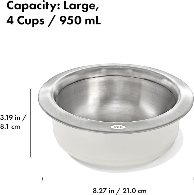 OXO Pet Nonslip Stainless Steel Dog Bowl - Large, 4 Cup Capacity | Wide Mouth, Weighted Base, Comes Apart for Easy Cleaning, Dishwasher Safe, Cat Bowls - Image 6