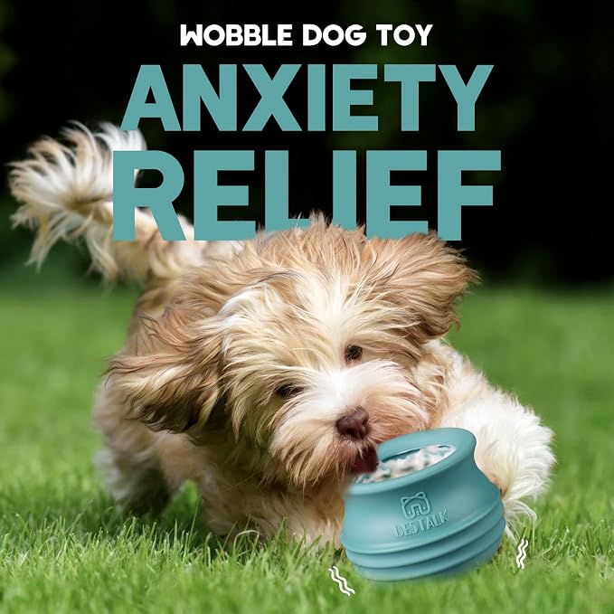 Dog Enrichment Treat Toy, Long-Lasting Wobbly Interactive Freeze Lick Toys for Dogs, Stuffable Puzzle Feeder Toy for Boredom, Silicone Treat Dispensing Chew Toy (Teal Blue,M) - Image 2