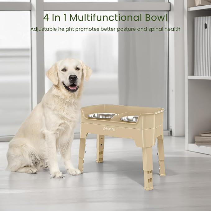 3-in-1 Elevated Dog Bowls with Adjustable Stand, Slow Feeder & 2x56oz Bowls - Image 8