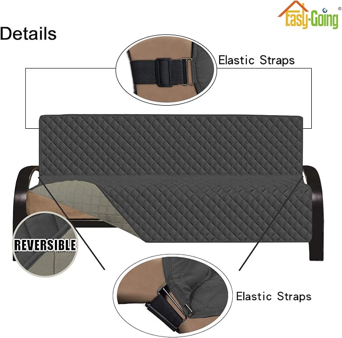 Easy-Going Reversible Couch Cover, Large Futon Sofa, Darkgray/Beige | Machine Washable Slipcover For Dogs, Water Resistant Furniture Mat For Living Room, Non-Slip Sofa Cover, Pet Friendly - Image 4