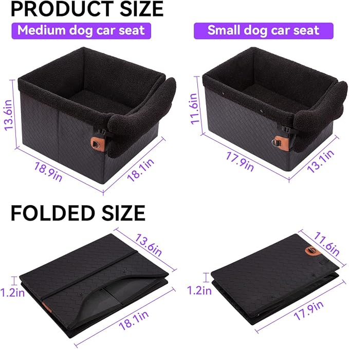 TKYZ Dog Car Seats for Small Medium Dogs,PU Leather Car Seat Boosters,Foldable Puppy Cat Carseats (Black, Small Dog) - Image 6