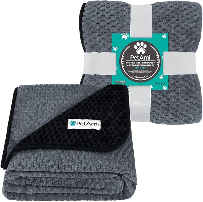 PetAmi Waterproof Dog Blanket, Leakproof Puppy Blanket, 40x60 Black Gray | For Medium Large Pets, Furniture Sofa Couch Cover Protector, Fleece Throw Indoor Cat Kitten, Reversible Washable Soft Plush - Image 2