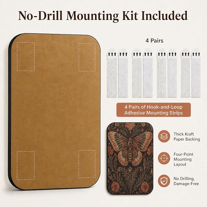 2 Pack Cat Wall Scratcher, Art Cat Scratching Board for Cats | Wall Mounted Cat Scratch Pad, Water-Based Ink, Hook&Loop Strips, Floor or Wall Use, 16.7x11x1 Inch, Butterfly & Rabbit - Image 4