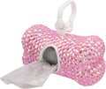 Soleebee Bling Crystal Bone Shaped Pet Waste Bag Dispenser with 1 Roll Waste Bags (Pink) by Soleebee