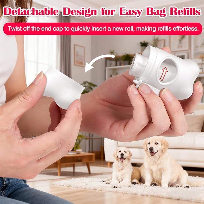 2-Pack Dog Waste Bag Dispenser for Leashes, Portable Pet Bag Holder with Metal Carabiner Clip(Included Waste Bags) - Image 3