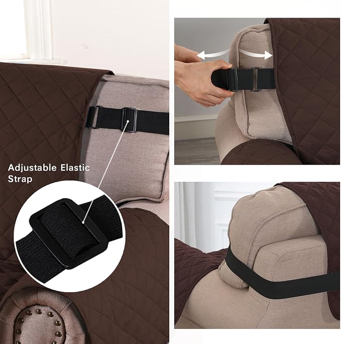 H.VERSAILTEX Chair Slipcover Reversible Chair Cover for Dogs Water Resistant Chair Cover for Living Room Washable Furniture Protector Cover Seat Width Up to 21"(Armchair, Brown/Beige) - Image 4