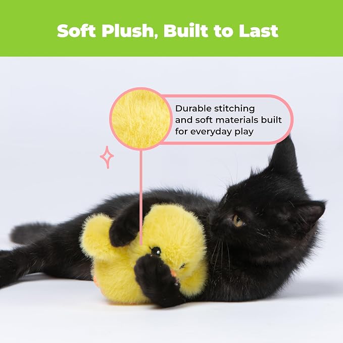 Best Pet Supplies Catify Interactive Flapping Cat Toy - Duckling, Yellow | Catnip Infused, Motion Activated Wings, Realistic chirps, Soft, Rechargeable, For Indoor Kittens & Cats, Independent Play - Image 6