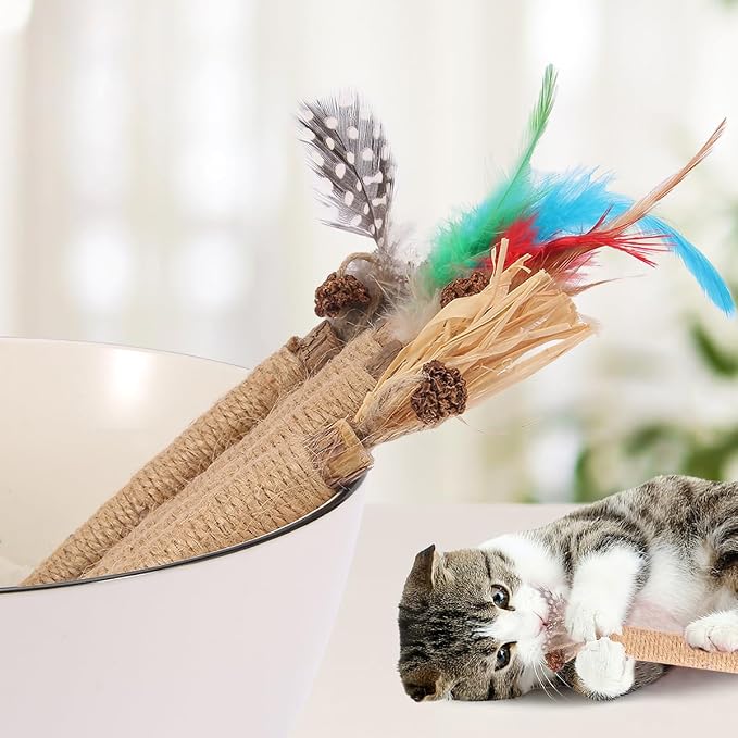 Cat Toys Cat Chew Toys, Silvervine Sticks Catnip Rope Toys for Cats Teeth Cleaning, Kitten Dental Care, Kitty Toys for Indoor Cats Increase Appetite,Enhances Oral & Dental Health (4 Pack) - Image 5