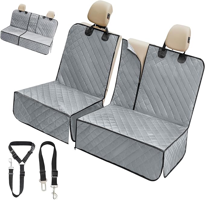 IVY&LANE Dog Car Seat Cover for Back Seat,Conversible 2-in-1 Waterproof Front Seat Cover,Heavy-Duty & Scratchproof Car Seat Protector Cover for SUVs, Trucks and Sedans(Standard,Grey) by IVYLANE