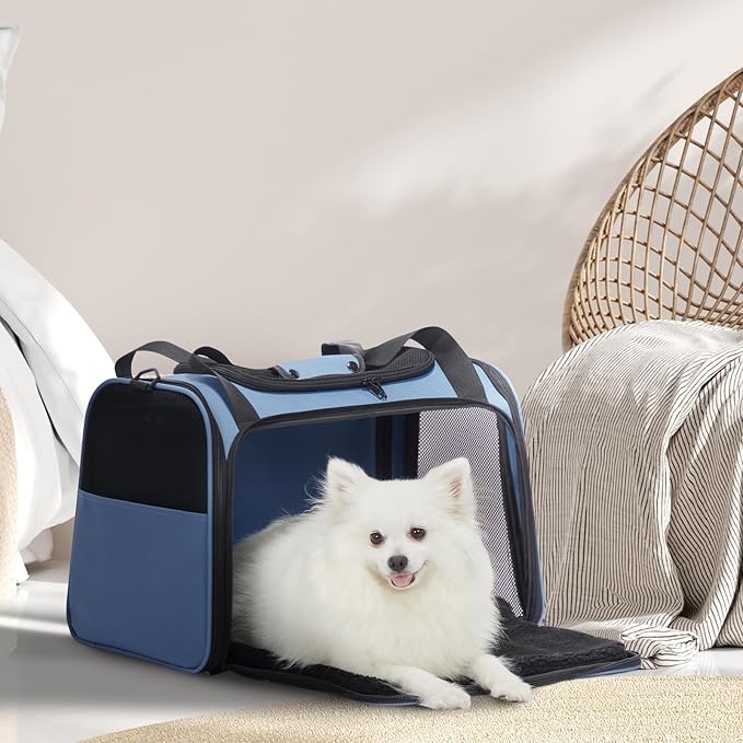 PETSFIT Dog Carrier for Small Dogs, Large, Blue | Soft-sided Pet Carrier, Safety leash included, For Pets Up to 25 Lbs - Image 6