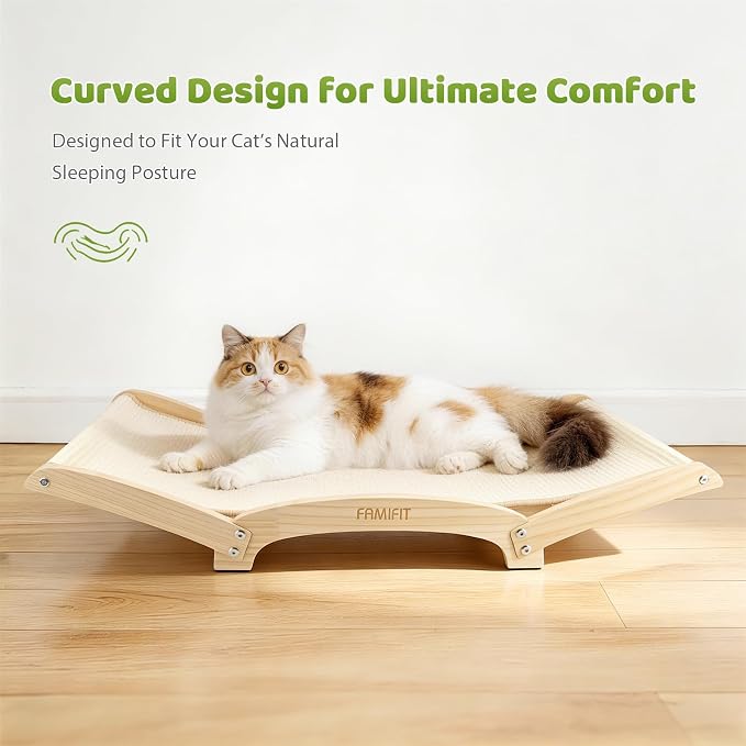 28" Extra Large Cat Scratcher Bed, Natural Sisal Lounge Cat Furniture | Scratch & Rest Design with Wooden Frame, Natural Sisal Scratching Surface, Cozy Lounge Chair for Indoor Cats - Image 5