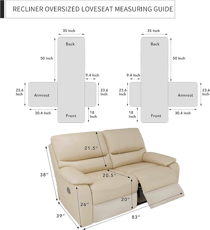 Easy-Going Reversible Couch Cover for 2 Seat Oversized Recliner | Gray/Light Gray, Sofa Slipcover For Dogs, Sofa Cover For Oversized Recliner Loveseat, Furniture Protector, Pet Friendly - Image 6