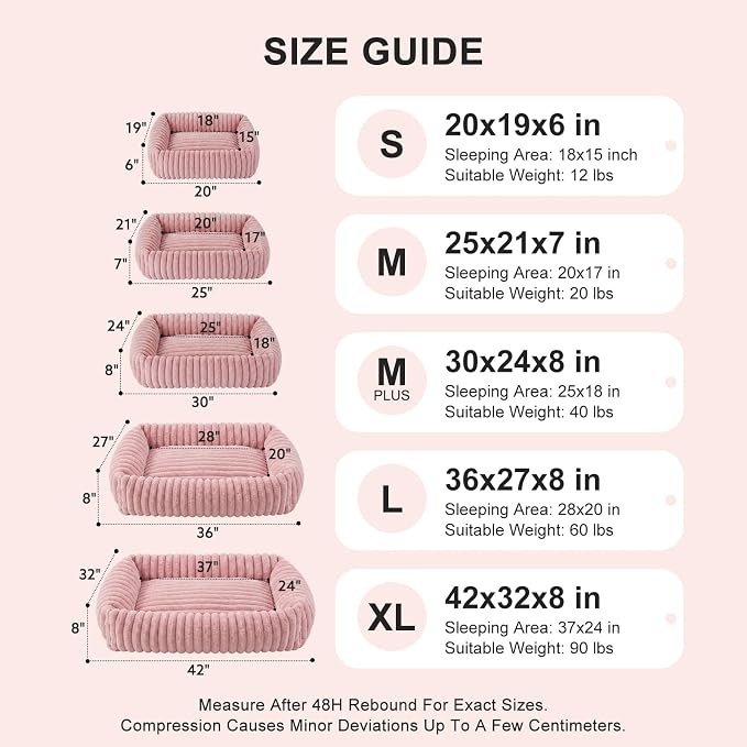 FURTIME Dog Bed for Small Medium Dog, Washable Orthopedic Pet Bed with Removable Cover, Rectangle Soft Calming Sleeping Puppy Bed Durable Pet Cuddler with Anti-Slip Bottom - Image 5