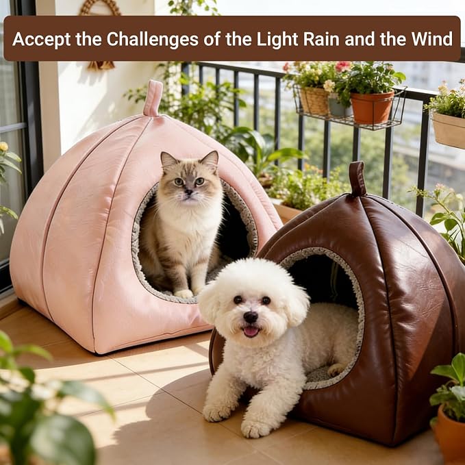 Cat Caves for Indoor Cats, Pink Cat Cave House for Kittens and Small Dogs | 2 in 1 Design, Removable Washable Cushioned Pillow, Foldable Kitten Hideaway, All Year Around Available - Image 7