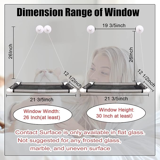 Cat Window Perch, Cat Hammock w/Fleece Blanket, Screw Suction Cups, Brown | Window Bed Holds 2 Large Cats, Sturdy Resting Seat Indoor with One Extra Suction Cup - Image 8