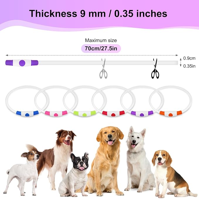 Light Up Dog Collars - Waterproof LED Dog Collar, Glow in The Dark Puppy Collar, TPU Cuttable Lighted Dog Collar for Small Medium Large Dogs (Purple) - Image 5