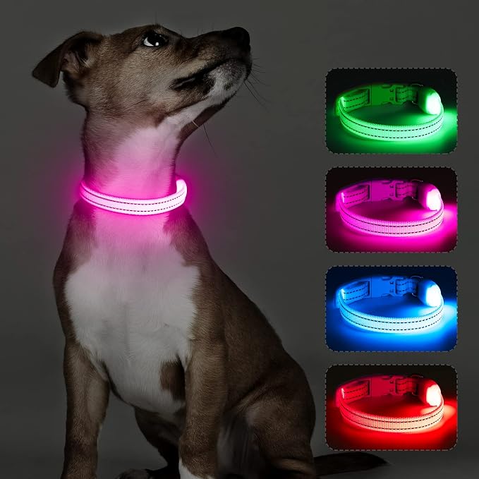 Light Up Dog Collar for Small Dogs - LED Dog Collar Rechargeable Adjustable Puppy Collars, Glow in The Dark Dog Lights for Night Walking & Camping (X-Small, Pink) - Image 8