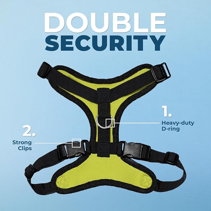 Voyager Step-in Lock Dog Harness - Lime Green/Black Trim, X-Small | 13 - 16" in Chest, Adjustable, Breathable Air Mesh, Lightweight for Daily Walks, Strong Clips, Heavy Duty D-Ring - Image 2