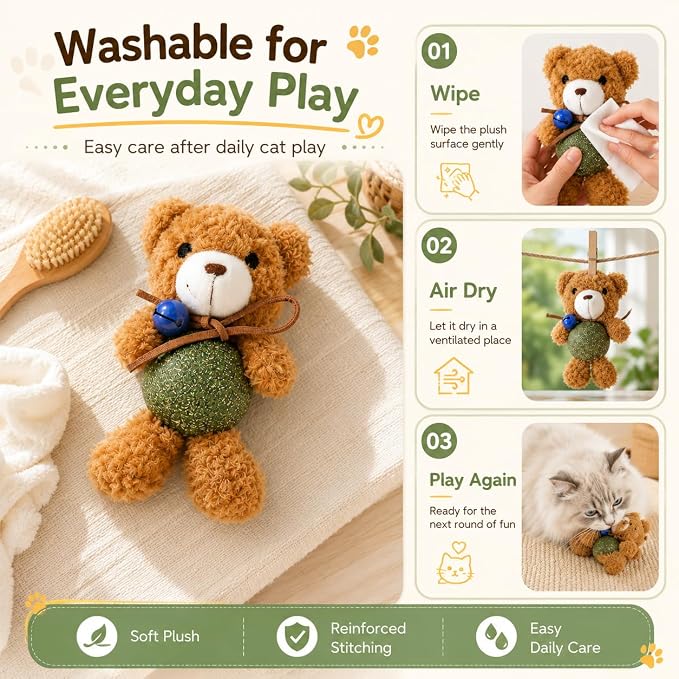 Cat Toys with Catnip Kitten Chew Bite Supplies Boredom Relief Fluffy Kitty Teeth Cleaning Chewing Cat Lovers Interactive Plush Gift (New Rabbit) - Image 5