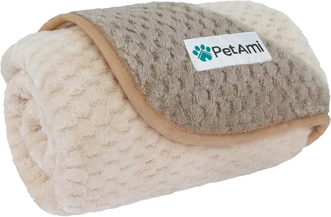 PetAmi Waterproof Dog Blanket, Leakproof Puppy Blanket, 29x40 Taupe Beige | For Small Medium Pets, Furniture Sofa Couch Cover Protector, Fleece Throw Indoor Cat Kitten, Reversible Washable Soft Plush by PetAmi