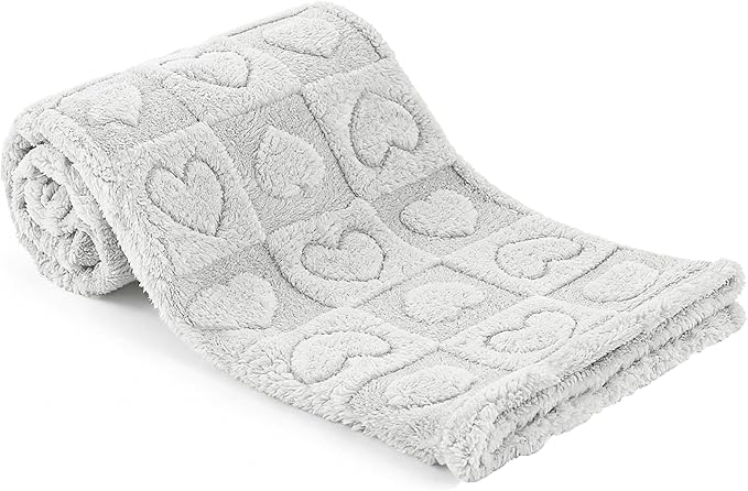 gogobunny Large Pet Blanket for Dogs Cats, Ultra Soft 300GSM Coral Fleece Washable Furniture Protector for Couch Bed Car Seat, Calming Crate Mat Blanket for Large Breeds, Light Grey, 40x50IN by gogobunny