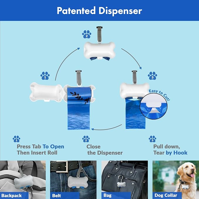 GORILLA SUPPLY 1000 Dog Poop Waste Bags with Dispenser and Leash Tie, 9" x 13", Blue, 1000 Count - Image 3