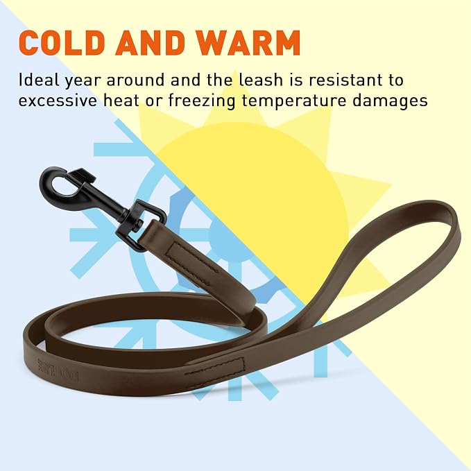 Dogline Biothane Waterproof Dog Leash Strong Coated Nylon Webbing with Black Hardware Odor-Proof Easy to Clean High Performance for Small or Large Dogs Made in USA 4 or 6 ft Lead, Dark Chocolate Brown - Image 8