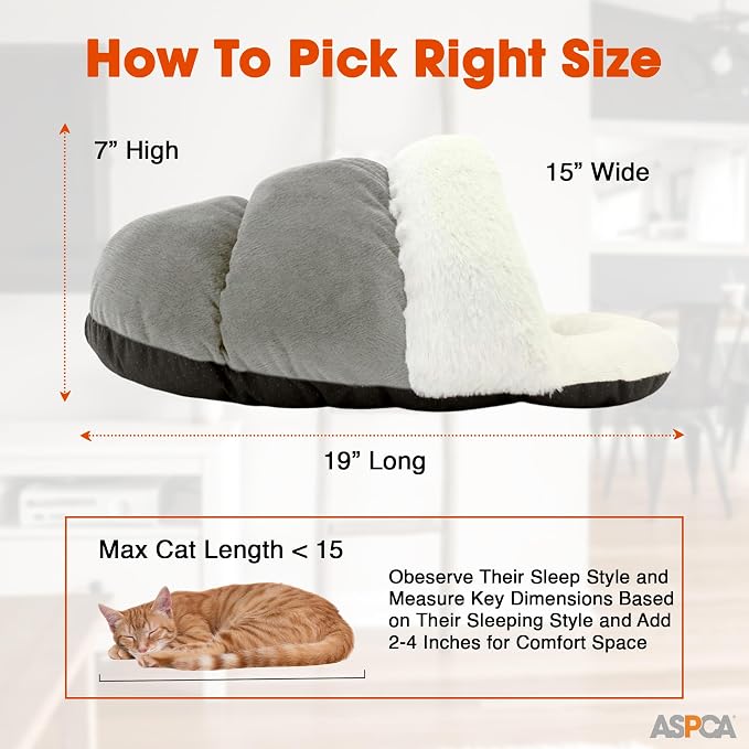 ASPCA - Cat Cave Bed for Indoor Cats Cozy Warm Felt House Dome for Cats & Kittens Soft, Warm & Plush Cave Bed with Removable Cushion Enclosed Pet Hideout Comfort Security 23' x 17" x 6" | Soft plush enclosed pet bed gives indoor cats, kittens and small... - Image 6