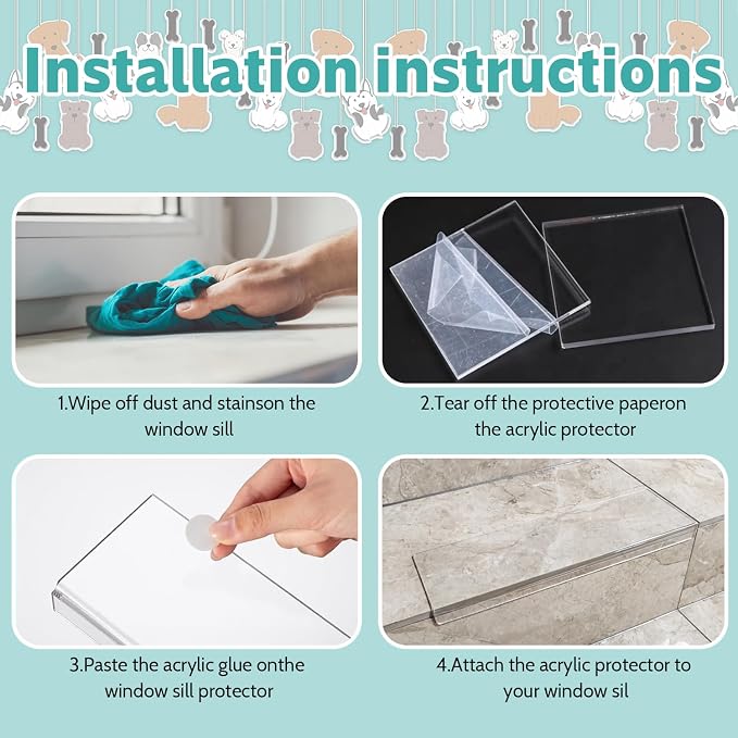 3 Pcs Window Sill Protector, Pet Window Guard,Transparent, Window Sill Cover, Protection from Dog and Cat Scratching Chewing Slobbering, Heavy Duty Scratch Shield(11"x2.24"x0.88") - Image 5